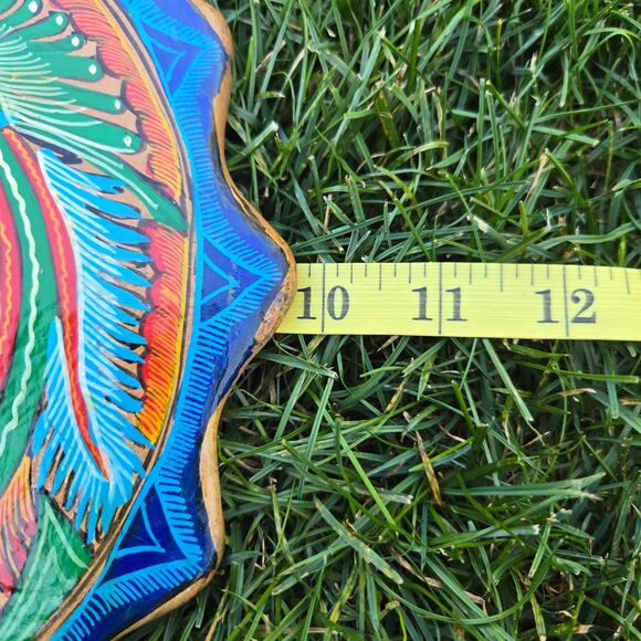 Vintage Mexican Terracotta Round Folk Art Sun Birds Hanging Wall Art - Picture 10 of 13